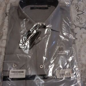 NWT VERNO FASHION CLASSIC FIT GREY LONG SLEEVE BUTTON DOWN SHIRT 15-15 1/2 32/33